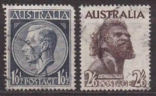 Australien, Mi-Nr. 220 - 221 gest., kompl., König Georg VI. + Ureinwohner