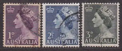 Australien, Mi-Nr. 234 - 236 gest., kompl., Königin Elisabeth II.