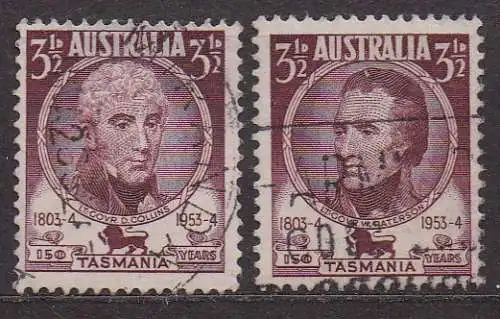 Australien, Mi-Nr. 238 + 239 gest., 150. Jahrestag der ersten Niederlassung in Tasmanien