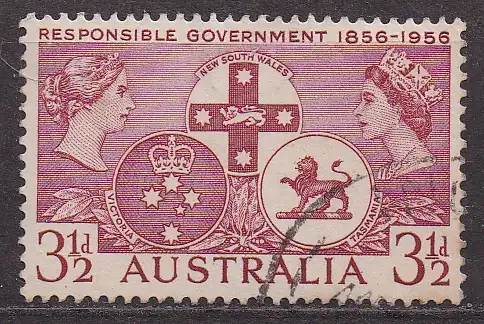Australien, Mi-Nr. 262 gest., 100 Jahre Selbstverwaltung in Neusüdwales, Victoria + Tasmanien