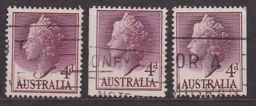 Australien, Mi-Nr. 273 A, 273 Dl + 273 Dr gest., Königin Elisabeth II.