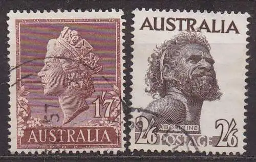 Australien, Mi-Nr. 275 + 276 gest., Königin Elisabeth II. + Ureinwohner