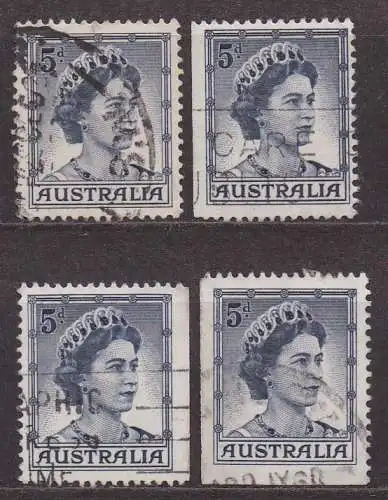 Australien, Mi-Nr. 292 A, 292 Dl, 292 Dr + 292 El gest., Königin Elisabeth II.
