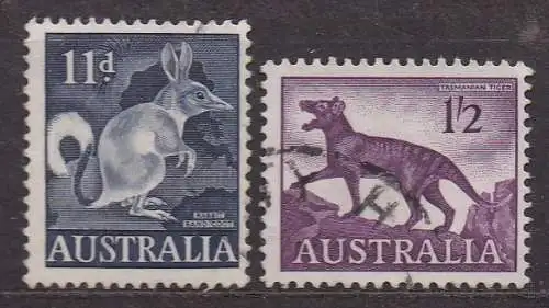 Australien, Mi-Nr. 310 x - 311 x gest., kompl., Beuteldachs + Beutelwolf