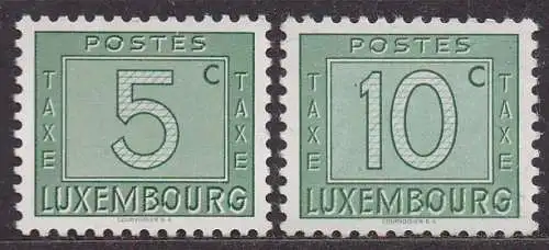 Luxemburg, Portomarke Mi-Nr. 23 + 24 **, Ziffernzeichnung
