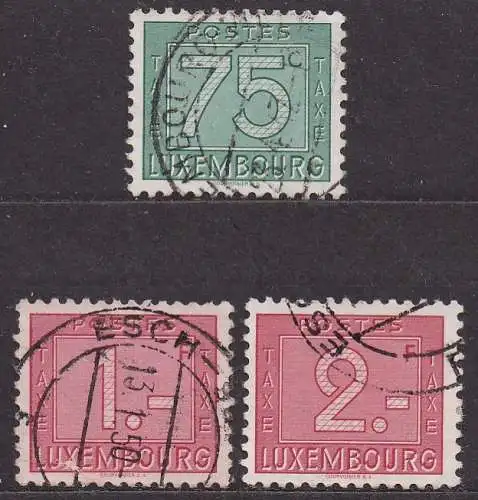 Luxemburg, Portomarke Mi-Nr. 29, 30 + 32 gest., Ziffernzeichnung