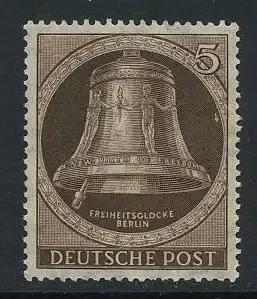 BERLIN 1951 Michel-Nummer 075 postfrisch EINZELMARKE - Freiheitsglocke (Klöppel links)