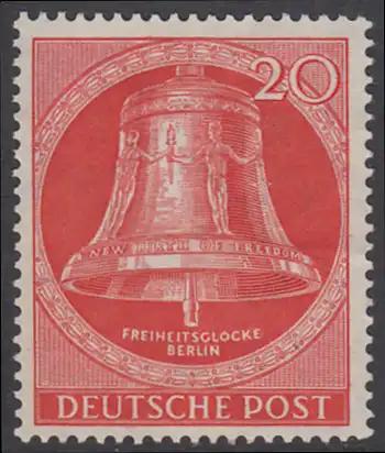 BERLIN 1953 Michel-Nummer 103 postfrisch EINZELMARKE - Freiheitsglocke (Klöppel mittig)