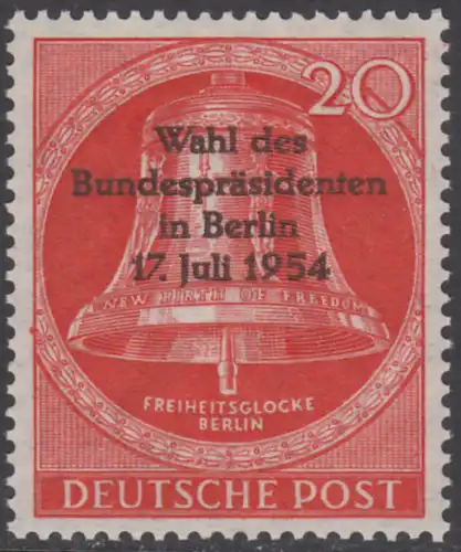 BERLIN 1954 Michel-Nummer 118 postfrisch EINZELMARKE - Wahl des Bundespräsidenten