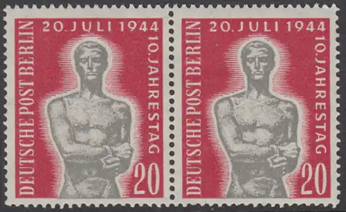 BERLIN 1954 Michel-Nummer 119 postfrisch horiz.PAAR - Jahrestag des Attentats auf Adolf Hitler