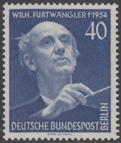 BERLIN 1955 Michel-Nummer 128 postfrisch EINZELMARKE - Wilhelm Furtwängler, Berliner Festwochen