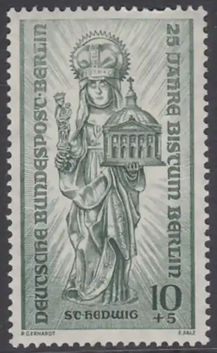 BERLIN 1955 Michel-Nummer 133 postfrisch EINZELMARKE - Bistum Berlin, Wiederaufbau zerstörter Kirchen; Hl. Hedwig