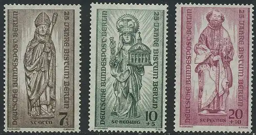 BERLIN 1955 Michel-Nummer 132-134 postfrisch SATZ(3) EINZELMARKEN - Bistum Berlin, Wiederaufbau zerstörter Kirchen