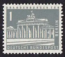 BERLIN 1956 Michel-Nummer 140y postfrisch EINZELMARKE - Berliner Stadtbilder: Brandenburger Tor