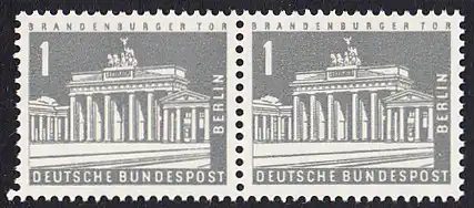 BERLIN 1956 Michel-Nummer 140y postfrisch horiz.PAAR - Berliner Stadtbilder: Brandenburger Tor