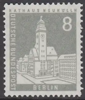 BERLIN 1956 Michel-Nummer 143 postfrisch EINZELMARKE - Berliner Stadtbilder: Rathaus Neukölln