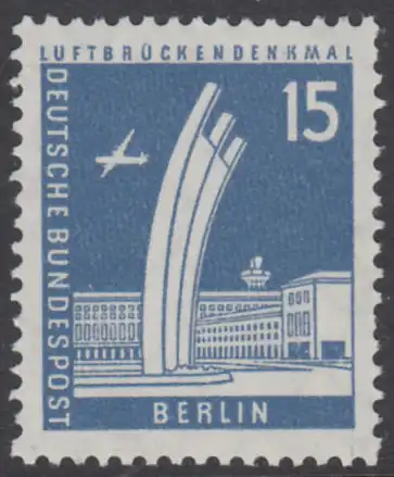 BERLIN 1956 Michel-Nummer 145 postfrisch EINZELMARKE - Berliner Stadtbilder: Luftbrückendenkmal, Tempelhof