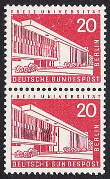 BERLIN 1956 Michel-Nummer 146 postfrisch vert.PAAR - Berliner Stadtbilder: Henry-Ford-Bau der Freien Universität, Dahlem