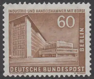 BERLIN 1956 Michel-Nummer 151 postfrisch EINZELMARKE - Berliner Stadtbilder: Industrie- und Handelskammer mit Börse