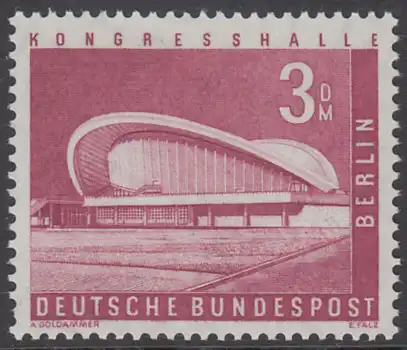 BERLIN 1956 Michel-Nummer 154 postfrisch EINZELMARKE - Berliner Stadtbilder: Kongresshalle im Tiergarten 