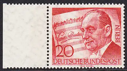 BERLIN 1956 Michel-Nummer 156 postfrisch EINZELMARKE RAND links - Paul Lincke