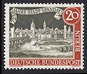 BERLIN 1957 Michel-Nummer 159 postfrisch EINZELMARKE - 725 Jahre Stadt Spandau