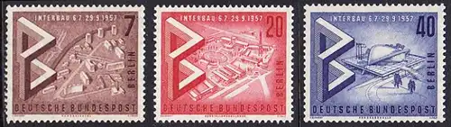 BERLIN 1957 Michel-Nummer 160-162 postfrisch SATZ(3) EINZELMARKEN - Internationale Bau-Ausstellung Interbau, Berlin