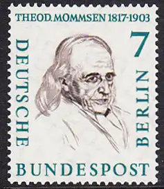 BERLIN 1957 Michel-Nummer 163 postfrisch EINZELMARKE - Männer aus der Geschichte Berlins: Theodor Mommsen