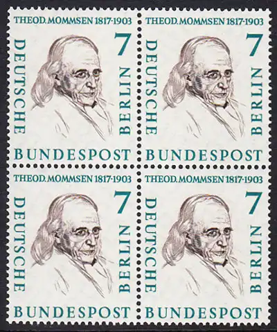 BERLIN 1957 Michel-Nummer 163 postfrisch BLOCK - Männer aus der Geschichte Berlins: Theodor Mommsen