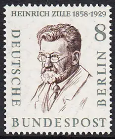 BERLIN 1957 Michel-Nummer 164 postfrisch EINZELMARKE - Männer aus der Geschichte Berlins: Heinrich Zille