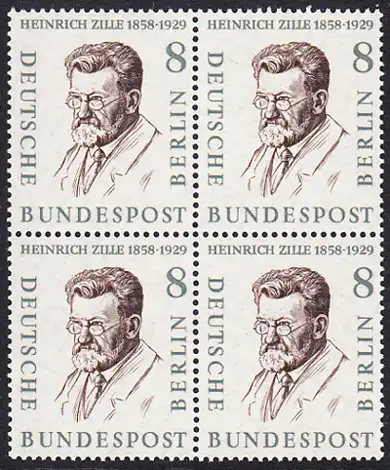 BERLIN 1957 Michel-Nummer 164 postfrisch BLOCK - Männer aus der Geschichte Berlins: Heinrich Zille