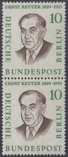 BERLIN 1957 Michel-Nummer 165 postfrisch vert.PAAR - Männer aus der Geschichte Berlins: Prof. Dr. Ernst Reuter