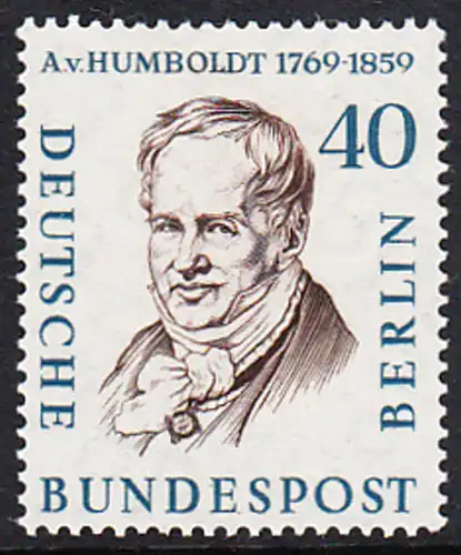 BERLIN 1957 Michel-Nummer 171 postfrisch EINZELMARKE - Männer aus der Geschichte Berlins: Alexander Frhr. von Humboldt, Naturforscher