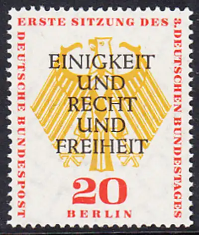BERLIN 1957 Michel-Nummer 175 postfrisch EINZELMARKE - Erste konstituierende Sitzung des 3. Deutschen Bundestages in Berlin