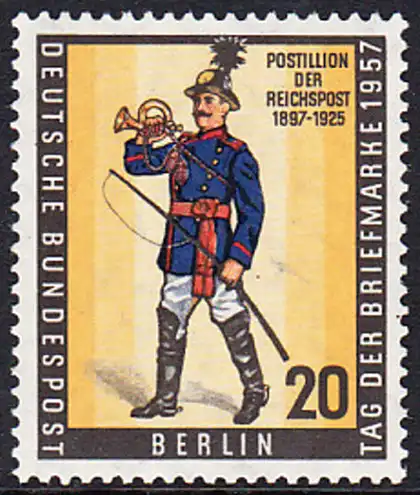 BERLIN 1957 Michel-Nummer 176 postfrisch EINZELMARKE - Tag der Briefmarke, Briefmarkenausstellung BEPHILA,  Berlin
