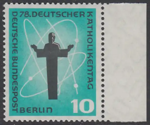 BERLIN 1958 Michel-Nummer 179 postfrisch EINZELMARKE RAND rechts - Deutscher Katholikentag, Berlin