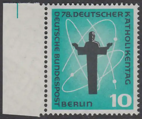 BERLIN 1958 Michel-Nummer 179 postfrisch EINZELMARKE RAND links - Deutscher Katholikentag, Berlin