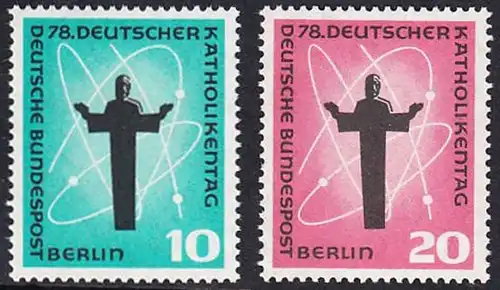 BERLIN 1958 Michel-Nummer 179-180 postfrisch SATZ(2) EINZELMARKEN - Deutscher Katholikentag, Berlin