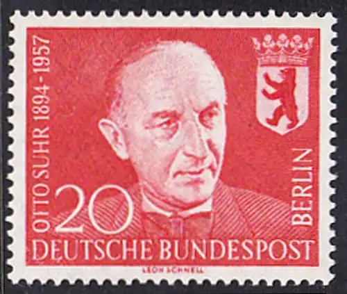 BERLIN 1958 Michel-Nummer 181 postfrisch EINZELMARKE - Prof. Otto Suhr, Politiker
