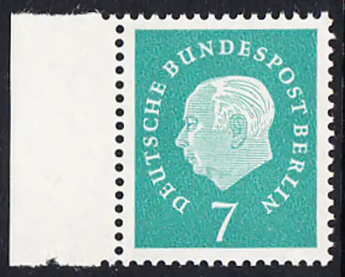 BERLIN 1959 Michel-Nummer 182 postfrisch EINZELMARKE RAND links - Bundespräsident Theodor Heuss