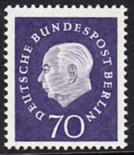 BERLIN 1959 Michel-Nummer 186 postfrisch EINZELMARKE - Bundespräsident Theodor Heuss