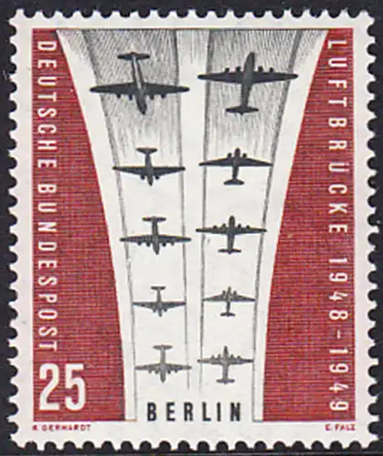 BERLIN 1959 Michel-Nummer 188 postfrisch EINZELMARKE - Berliner Luftbrücke