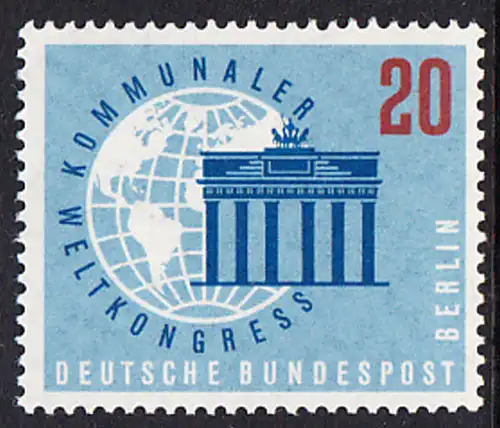 BERLIN 1959 Michel-Nummer 189 postfrisch EINZELMARKE - Kommunaler Weltkongress, Berlin