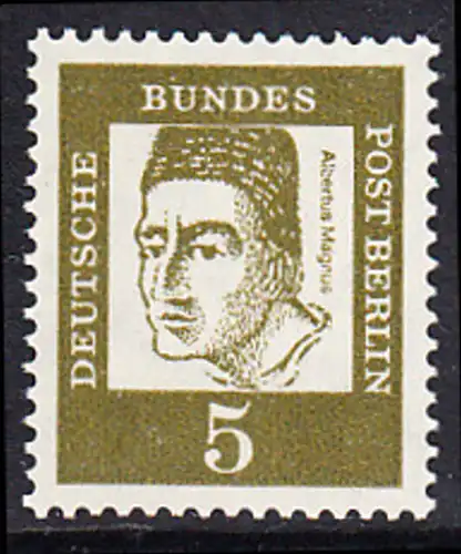 BERLIN 1961 Michel-Nummer 199 postfrisch EINZELMARKE - Bedeutende Deutsche: Albertus Magnus, Graf von Bollstädt, Gelehrter