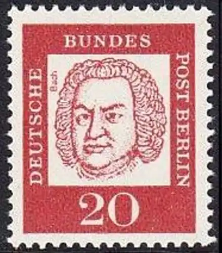 BERLIN 1961 Michel-Nummer 204 postfrisch EINZELMARKE - Bedeutende Deutsche: Johann Sebastian Bach, Komponist
