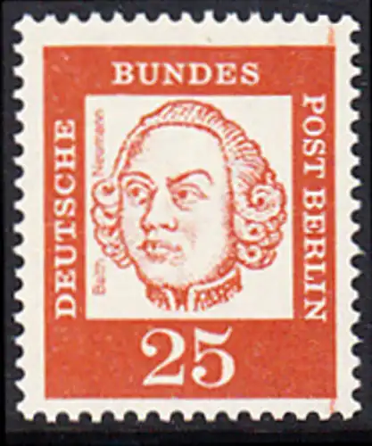 BERLIN 1961 Michel-Nummer 205 postfrisch EINZELMARKE - Bedeutende Deutsche: Balthasar Neumann, Baumeister