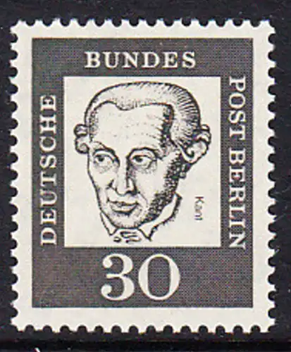 BERLIN 1961 Michel-Nummer 206 postfrisch EINZELMARKE - Bedeutende Deutsche: Immanuel Kant, Philosoph