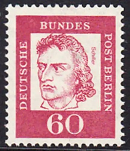 BERLIN 1961 Michel-Nummer 209 postfrisch EINZELMARKE - Bedeutende Deutsche: Friedrich von Schiller, Dichter