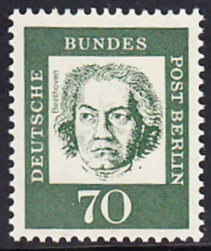 BERLIN 1961 Michel-Nummer 210 postfrisch EINZELMARKE - Bedeutende Deutsche: Ludwig van Beethoven, Komponist