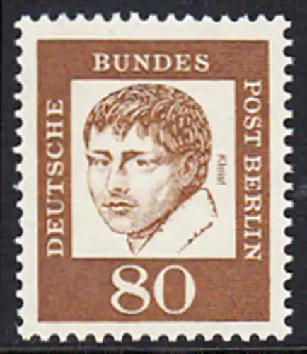 BERLIN 1961 Michel-Nummer 211 postfrisch EINZELMARKE - Bedeutende Deutsche: Heinrich von Kleist, Dichter